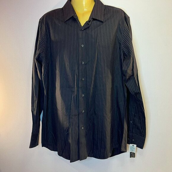 APT. 9 Big & Tall Men's Black Tie Striped Dress Shirt - Size LT - NWT - Picture 1 of 4